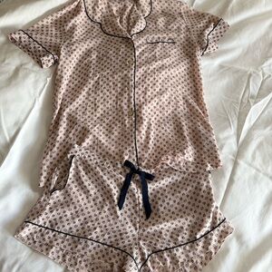 M&S Rosie For Autograph Tailored PJ Top & Matching Shorts Pale Pink Sz UK 14